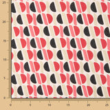Viscose acetinada com padrão geométrico e lurex rosa e preto - Ribes y Casals
