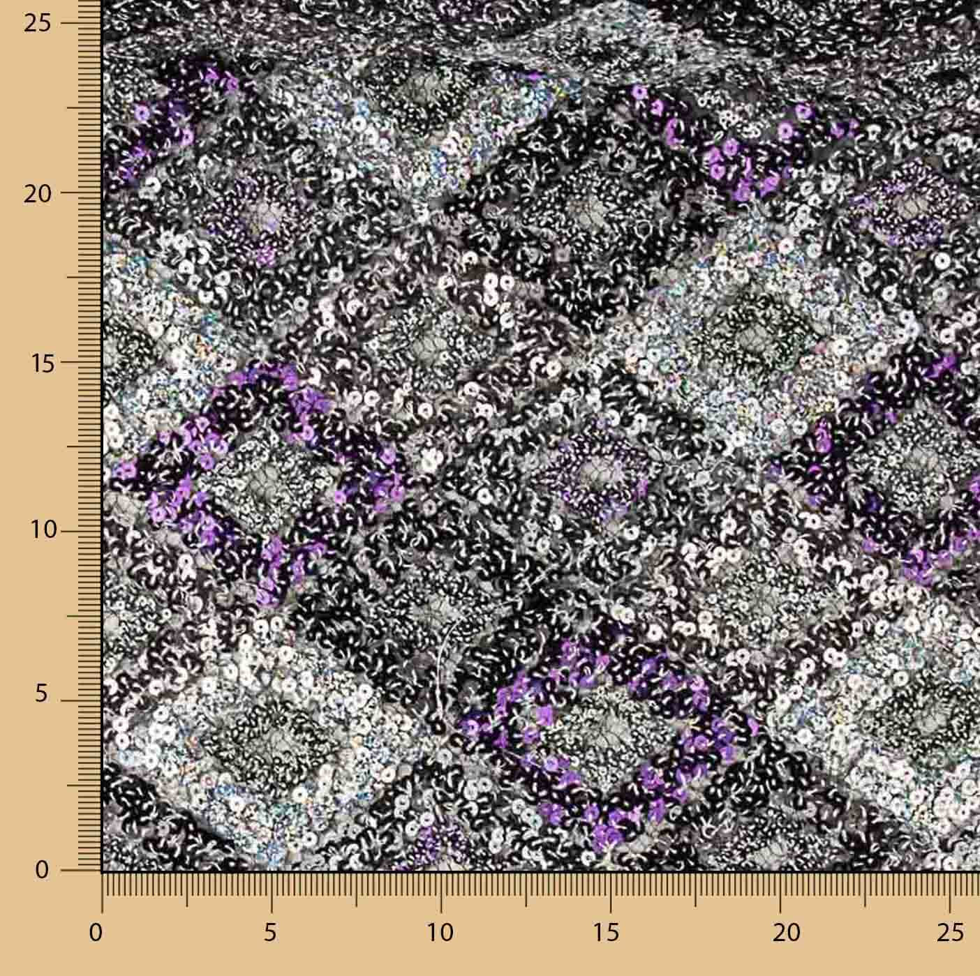 Renda Fantasia Losangos Prata e Malva - Ribes y Casals