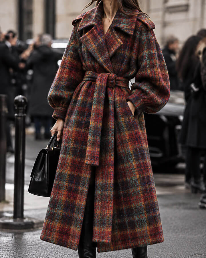Tweed de lã Glencoe de tecido dupla face, vermelho e turquesa - Ribes y Casals