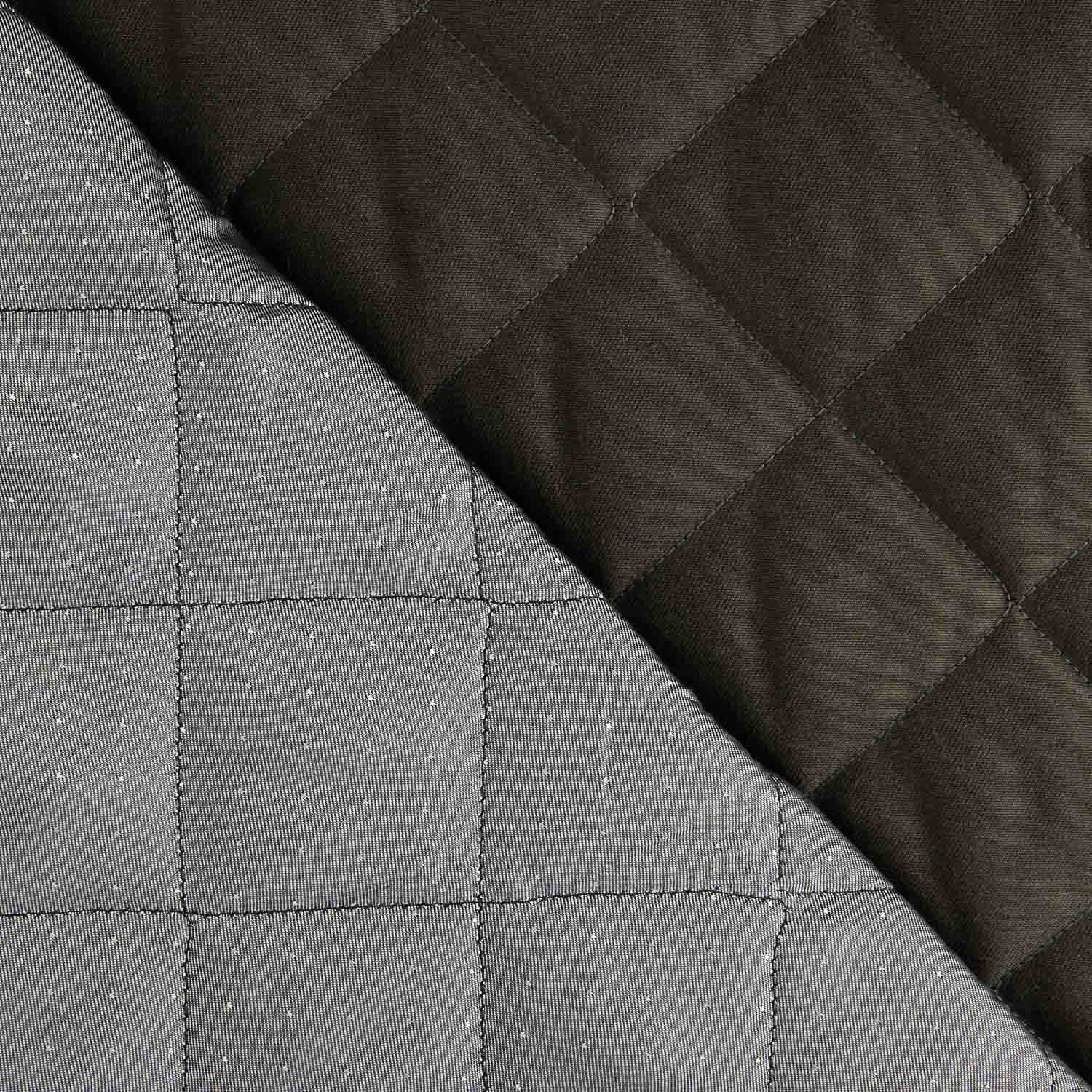 Almofadado em sarja dupla face verde acinzentado e plumetê cinzento - Ribes y Casals