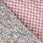 Almofada em popelina vichy rosa e multiflores - Ribes y Casals
