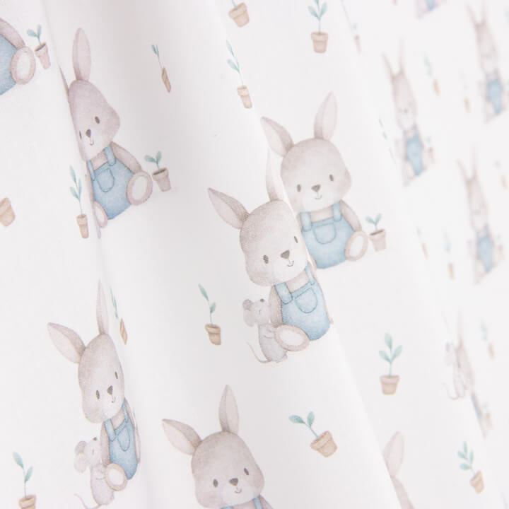 Percal estampado com coelhinhos azuis - Ribes y Casals
