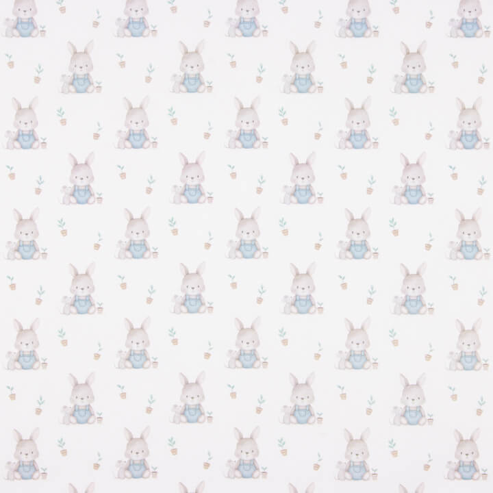 Percal estampado com coelhinhos azuis - Ribes y Casals