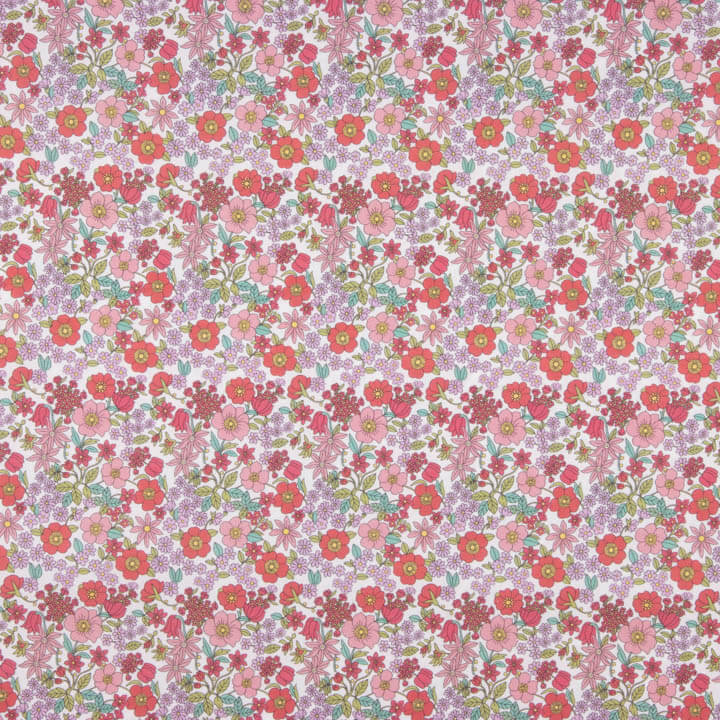 Percal estampado com padrão floral rosa - Ribes y Casals