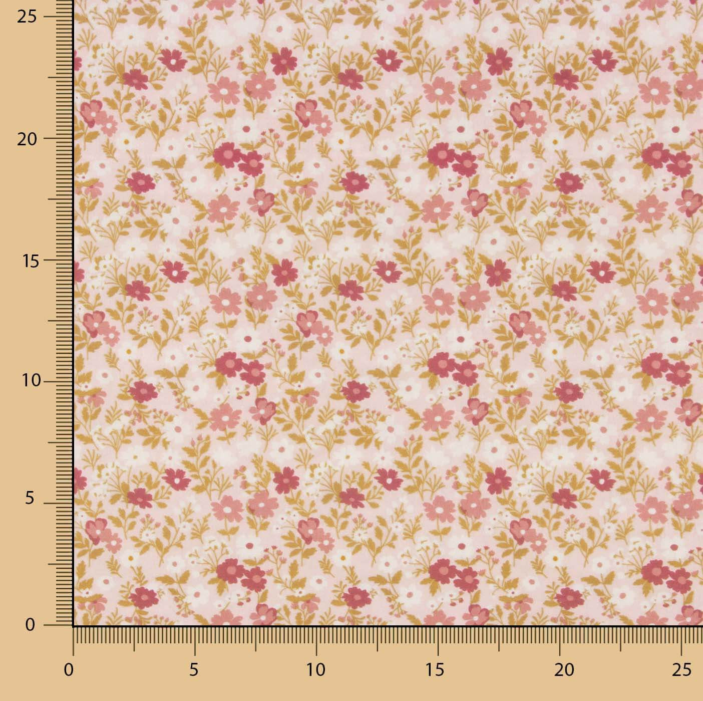 Percal estampado com flores silvestres rosa - Ribes y Casals