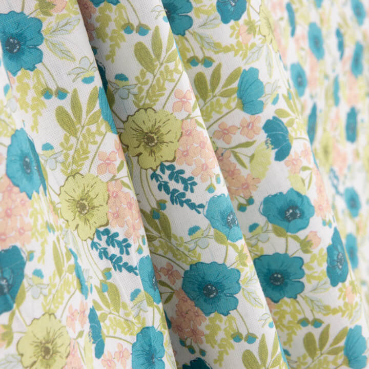 Percal Estampado Floral Turquesa - Ribes y Casals