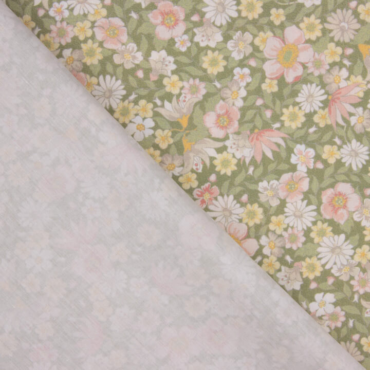 Percal estampado floral verde - Ribes y Casals