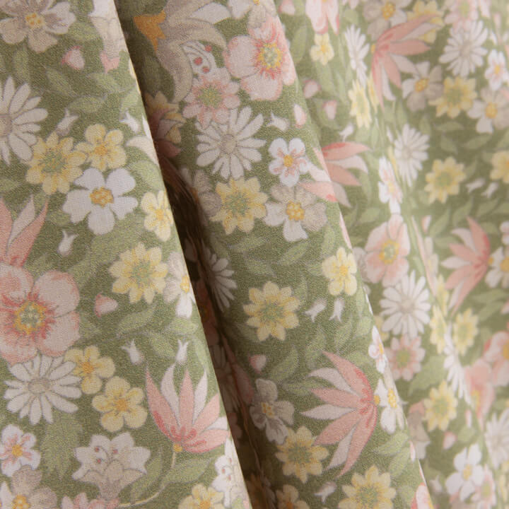 Percal estampado floral verde - Ribes y Casals
