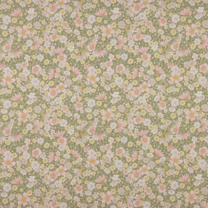 Percal estampado floral verde - Ribes y Casals