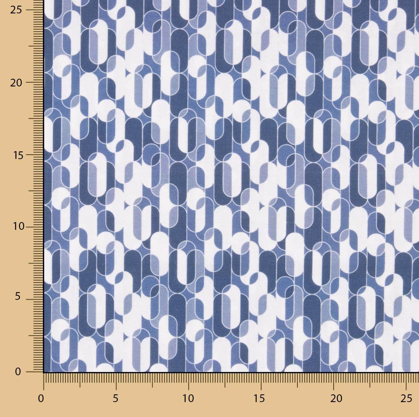 Percal Estampado Geométrico Retro Azul - Ribes y Casals