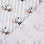 Percal estampado com pandas e riscas cinzentas - Ribes y Casals
