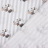 Percal estampado com pandas e riscas cinzentas - Ribes y Casals