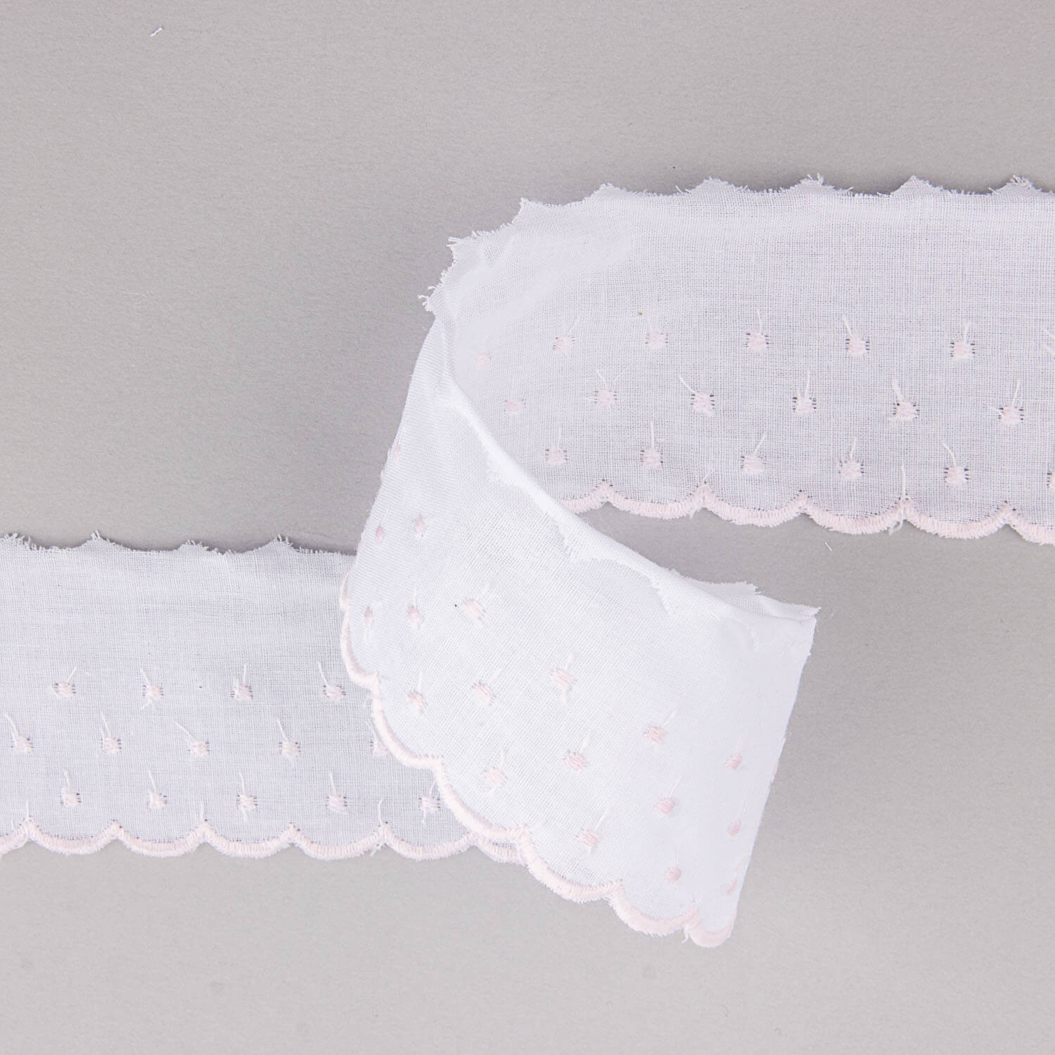 Tira de batista branco e rosa 5cm - Ribes y Casals