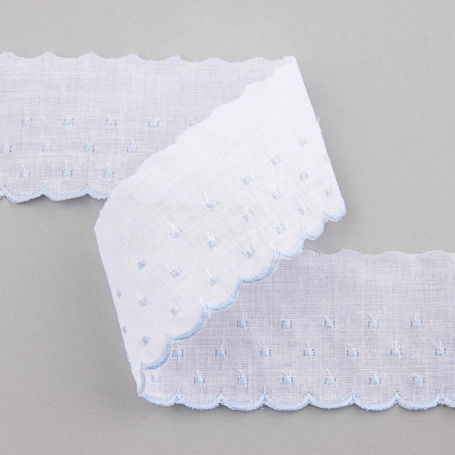 Tira de batista branco e azul 3cm - Ribes y Casals