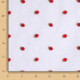 Batista de algodão bordada com morangos brancos - Ribes y Casals