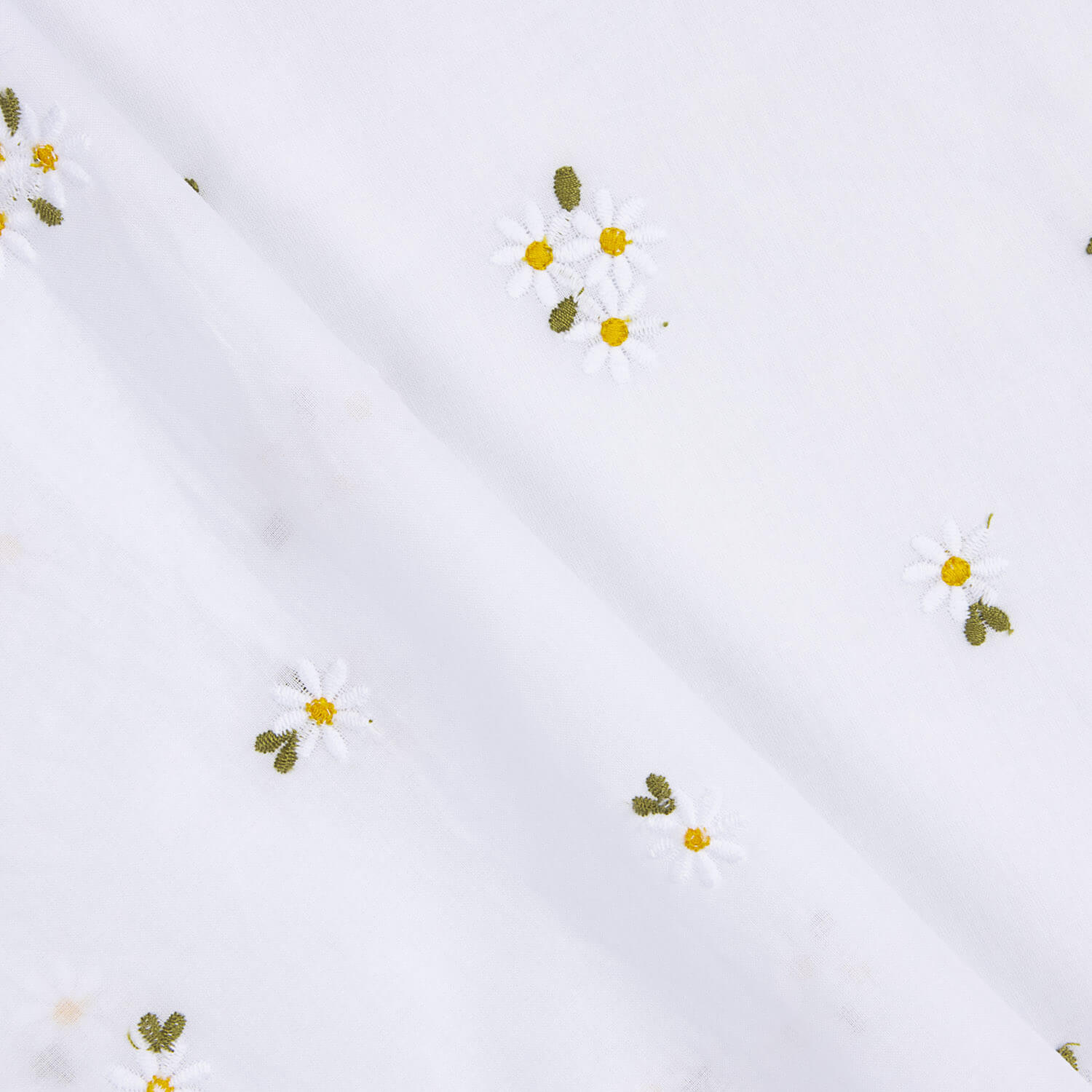 Batista Algodão Bordada Margaridas Brancas - Ribes y Casals