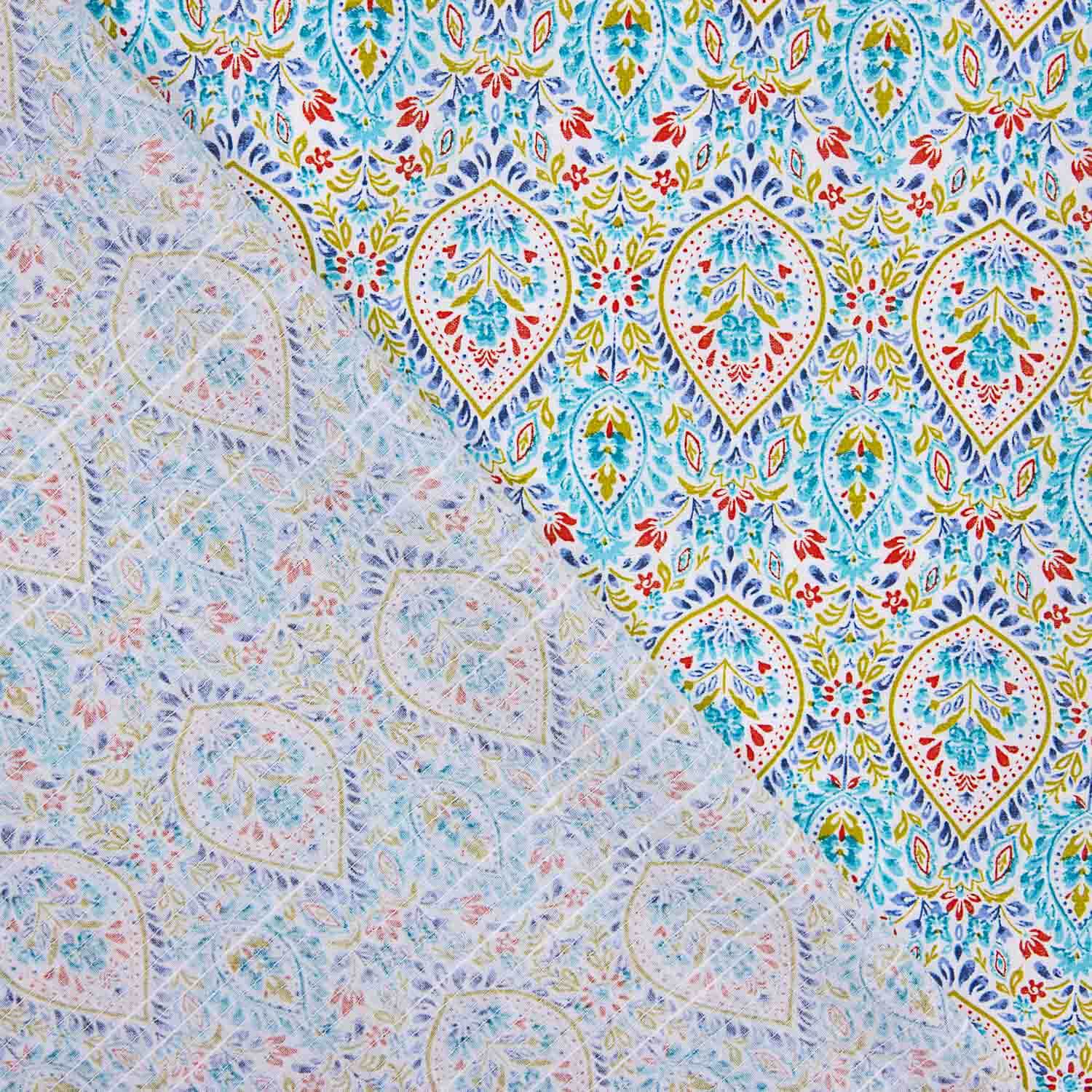 Batista Algodão Estampada Gotas Turquesa - Ribes y Casals