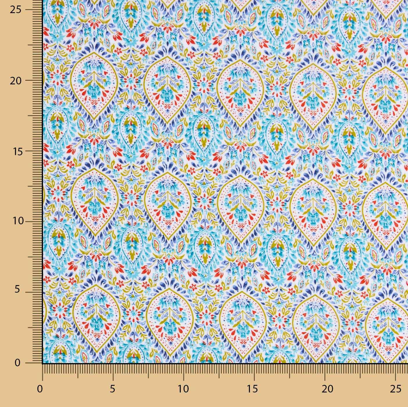Batista Algodão Estampada Gotas Turquesa - Ribes y Casals