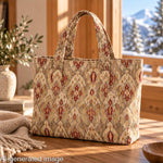 Loneta com efeito de tecido de linho Ikat oriental, cor taupe - Ribes y Casals