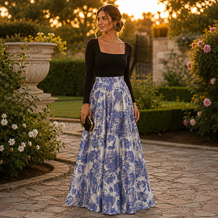 Brocado Royal Bloom Azul Safira - Ribes y Casals