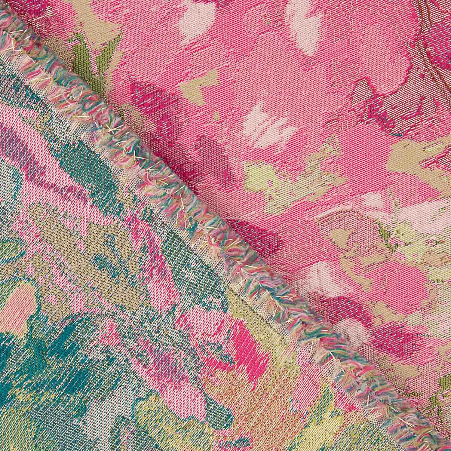 Brocado floral com rosas fúcsia e verde - Ribes y Casals