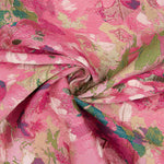 Brocado floral com rosas fúcsia e verde - Ribes y Casals