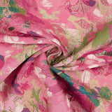 Brocado floral com rosas fúcsia e verde - Ribes y Casals