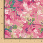 Brocado floral com rosas fúcsia e verde - Ribes y Casals