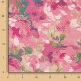 Brocado floral com rosas fúcsia e verde - Ribes y Casals