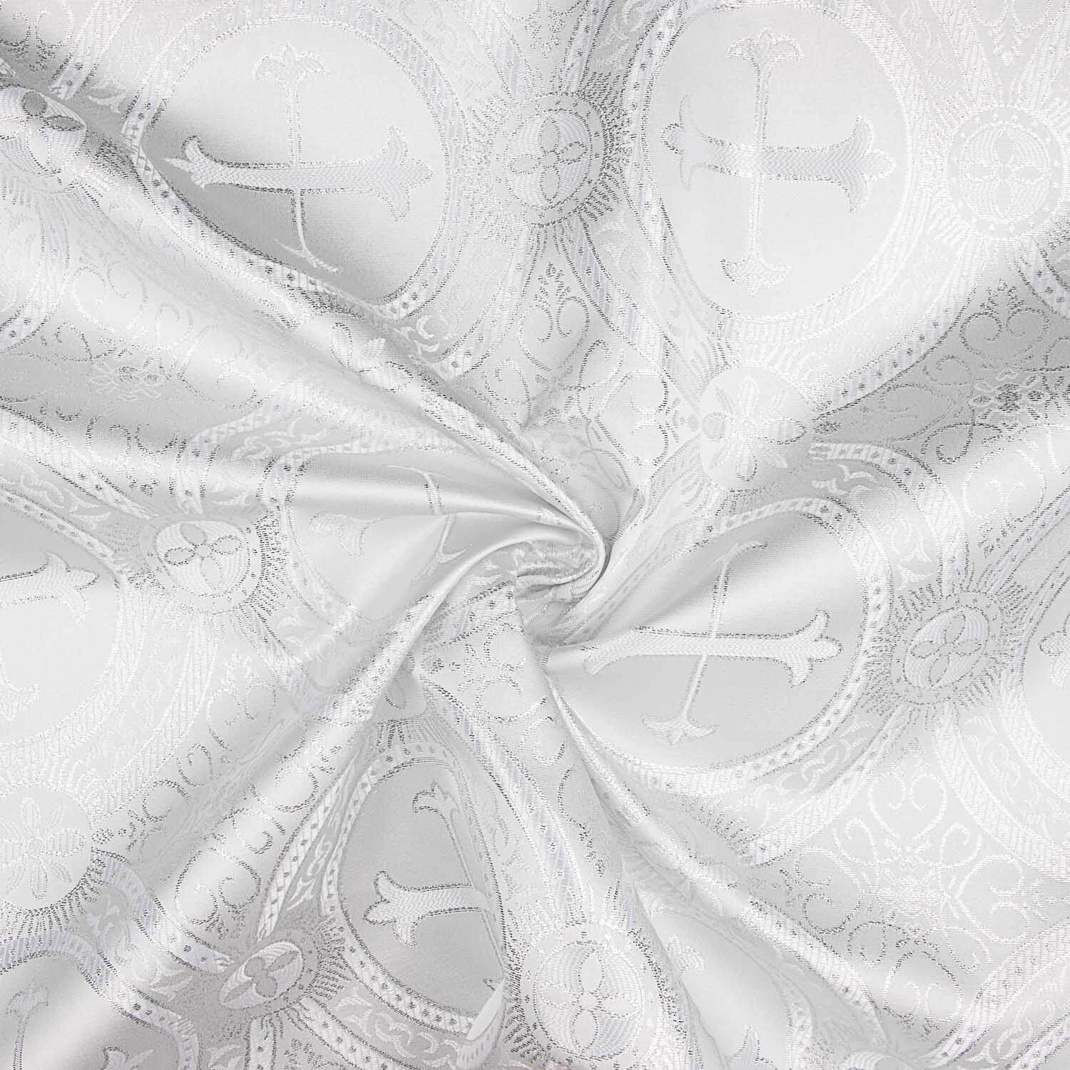 Brocado Litúrgico Cruz Clássica Branca - Ribes y Casals