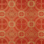 Brocado Litúrgico Cruz Medalhão Vermelho e Dourado - Ribes y Casals