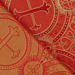 Brocado Litúrgico Cruz Medalhão Vermelho e Dourado - Ribes y Casals