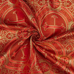 Brocado Litúrgico Cruz Medalhão Vermelho e Dourado - Ribes y Casals