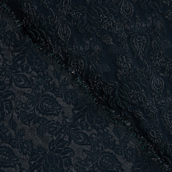 Brocado Oceano Imperial Azul-marinho Prateado - Ribes y Casals