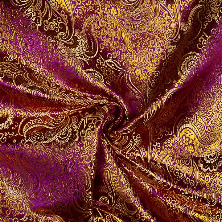 Jacquard Morada com Lurex de Caxemira Dourado - Ribes y Casals