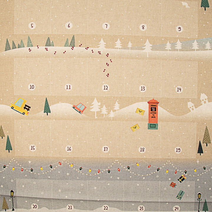 Painel de tecido de algodão «Calendário do Advento Infantil: A Aventura do Pai Natal» – DIY - Ribes y Casals