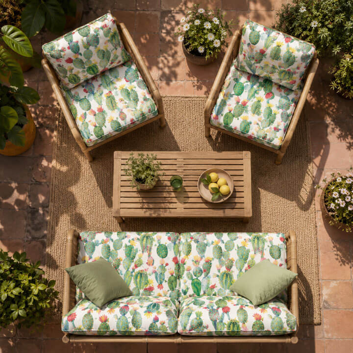 Lona estampada Cactus Aquarela - Ribes y Casals