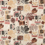 Loneta estampada com motivos vintage de chocolate e cacau - Ribes y Casals