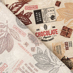 Loneta estampada com motivos vintage de chocolate e cacau - Ribes y Casals