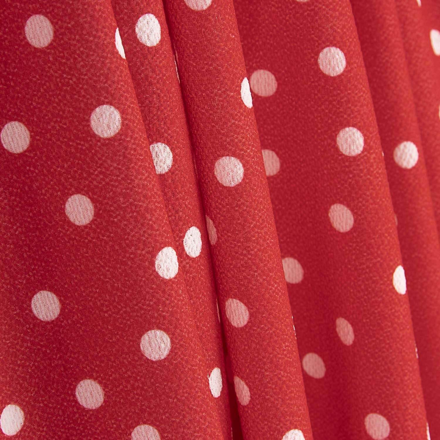 Crepe estampado com bolinhas brancas sobre fundo vermelho - Ribes y Casals