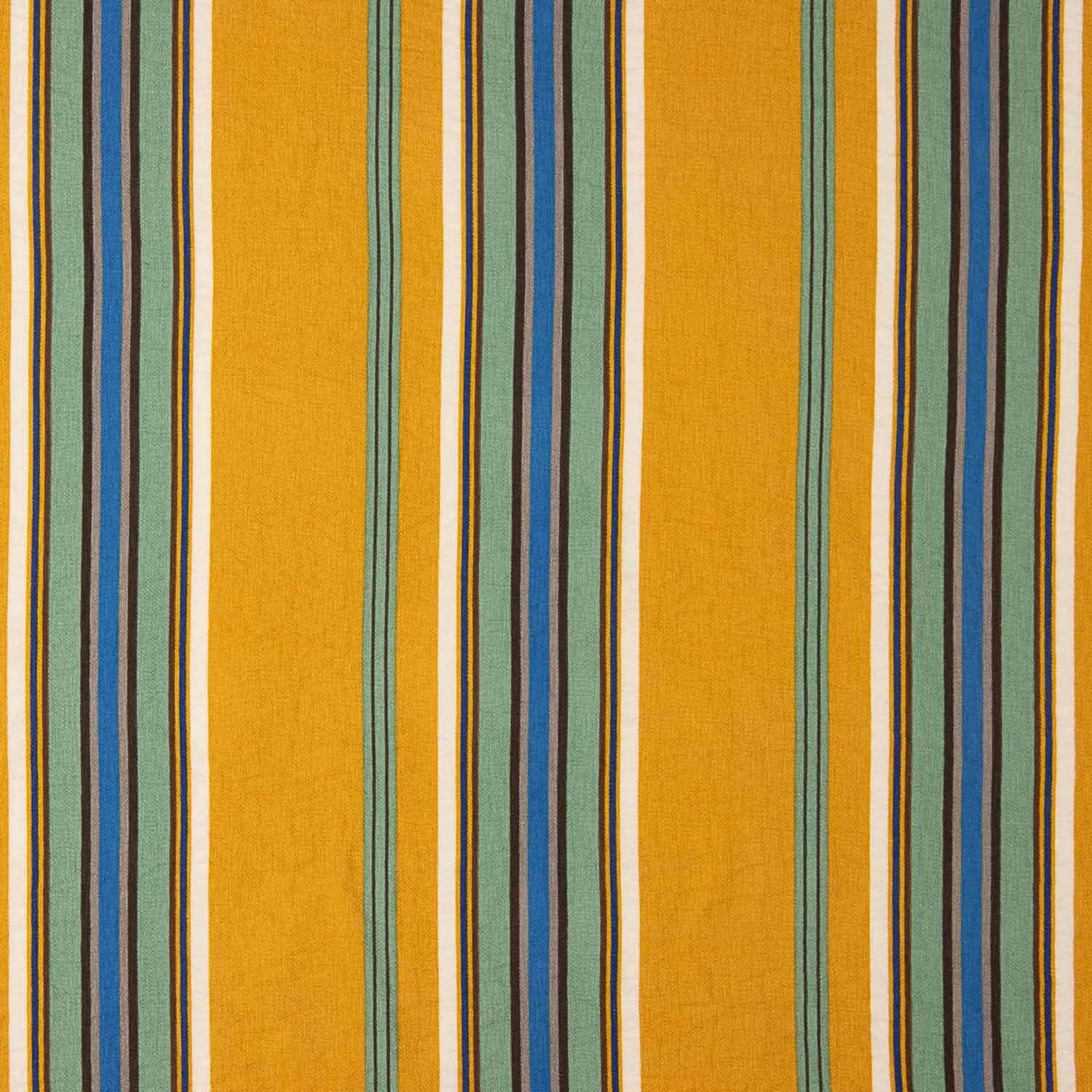 Viscose Crepe às Riscas Mostarda e Azul - Ribes y Casals