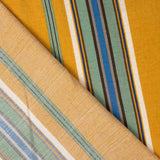 Viscose Crepe às Riscas Mostarda e Azul - Ribes y Casals