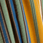 Viscose Crepe às Riscas Mostarda e Azul - Ribes y Casals