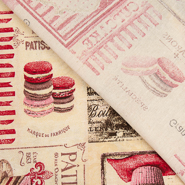 Loneta estampada com cupcakes e macarons, estilo vintage de Paris - Ribes y Casals