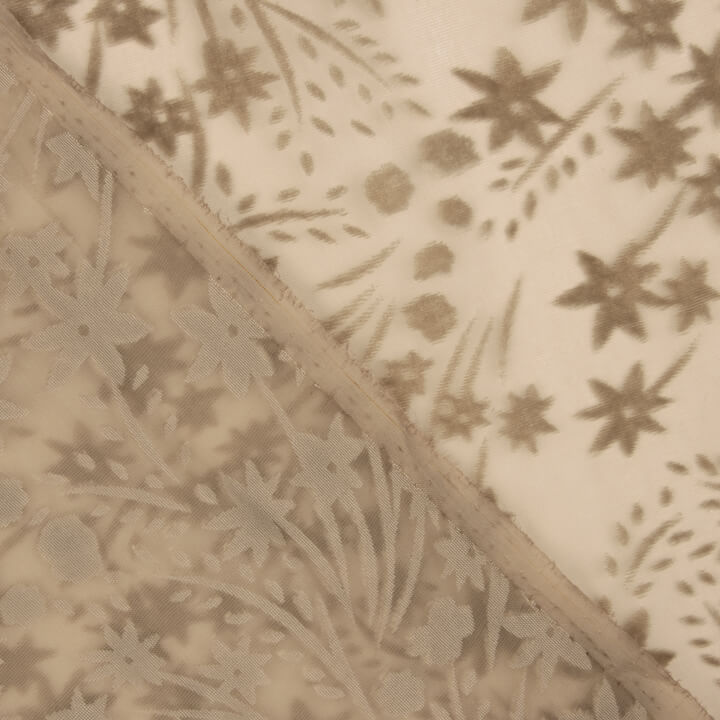 Devoré floral em tons de bege sobre chiffon - Ribes y Casals
