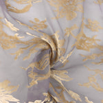 Devoré floral bege sobre chiffon cinzento - Ribes y Casals