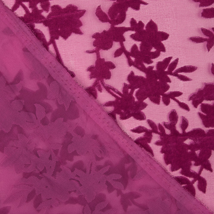 Devoré floral fúcsia sobre chiffon - Ribes y Casals