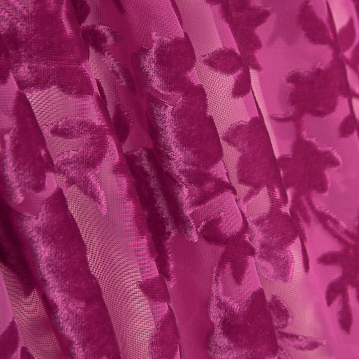Devoré floral fúcsia sobre chiffon - Ribes y Casals