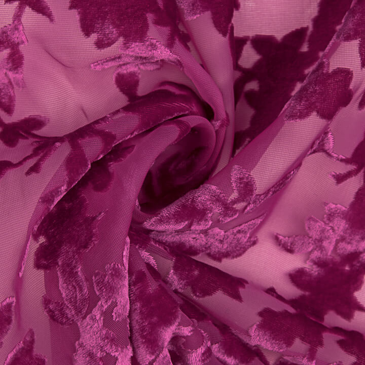 Devoré floral fúcsia sobre chiffon - Ribes y Casals