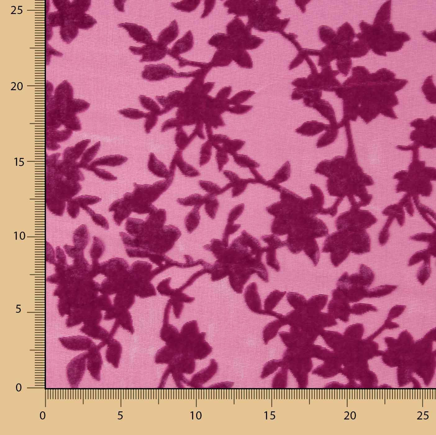 Devoré floral fúcsia sobre chiffon - Ribes y Casals